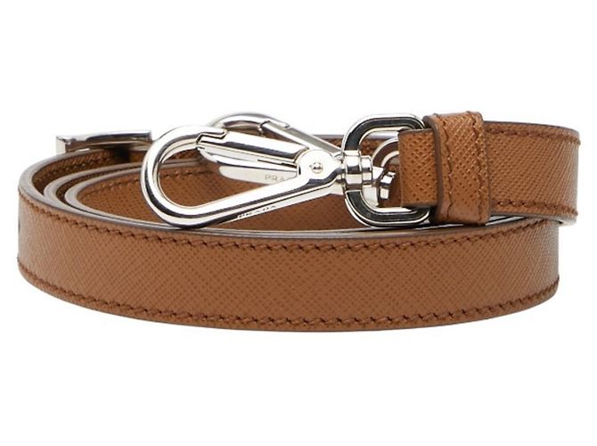 Prada Schultergurt Braun Silber Leder Damen PRADA