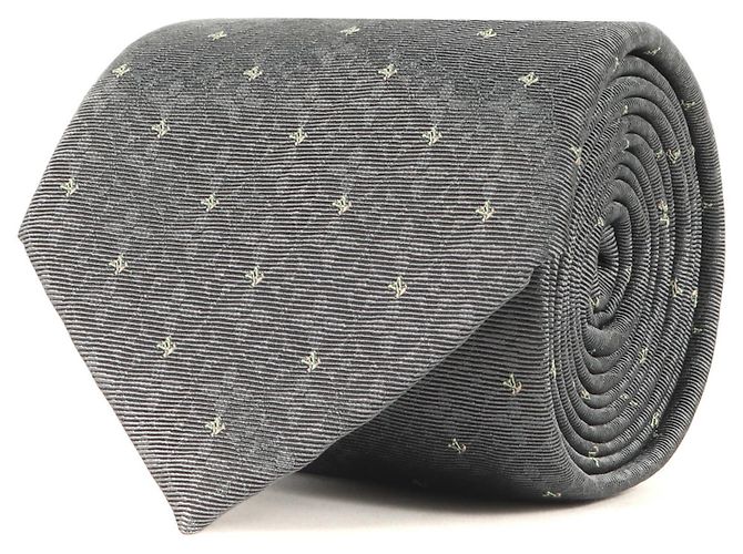 LOUIS VUITTON Cravatta in Seta Monogram, Grigio, Uomo, Marrone
