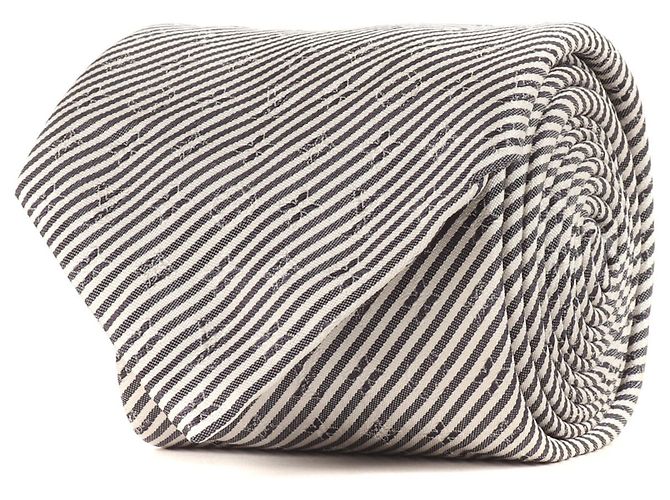 LOUIS VUITTON Monogram Regimental Silk Cravate Tie in Silver and White for Men,