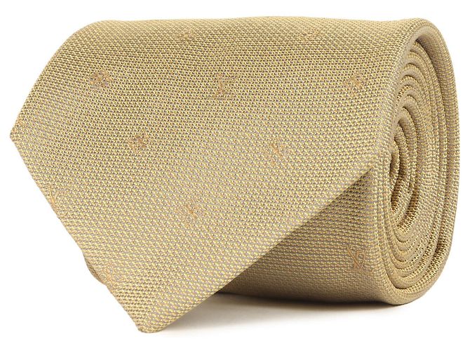 LOUIS VUITTON Monogram Silk Cravate Gold Tie for Men, Golden