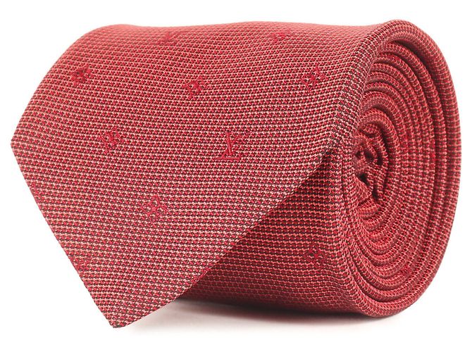 LOUIS VUITTON Cravatta in Seta Monogramma Rosso Scuro per Uomini,