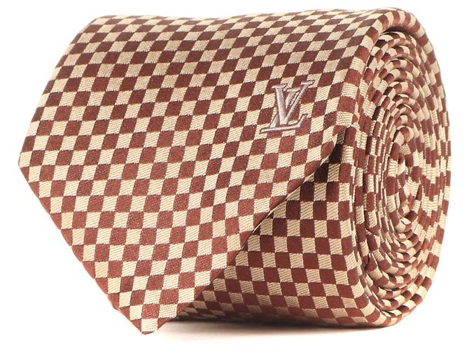 LOUIS VUITTON Cravatta in seta Micro Damier Louis Vuitton Marrone da Uomo