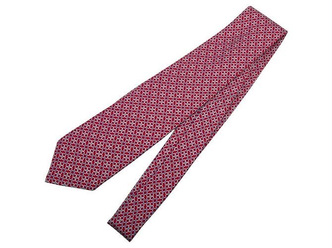 Cravatta Hermès, seta multicolore rossa, donna. Rosso