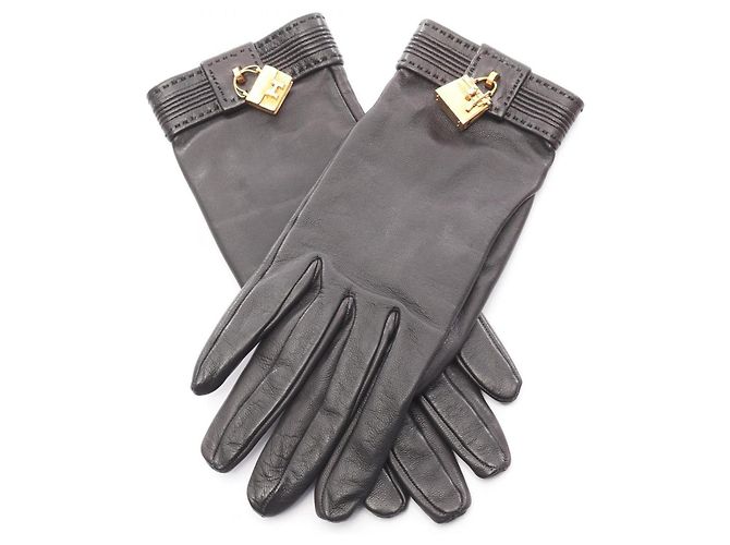 Hermès Kelly Handschuhe, Leder, Damen, Schwarz