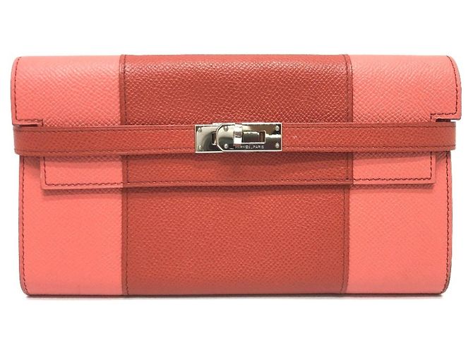 Hermès Cartera HERMES Kelly Flag Long Epson Mujer Rosa