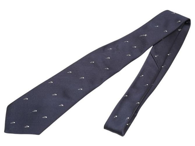 Chanel Coco Mark Star Shooting Tie Navy Silk Polyester Men's CHANEL Navy blue