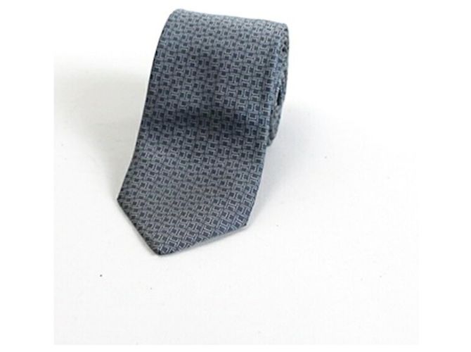 Hermes Hermès silk tie, H pattern, slim fit, for men Brown