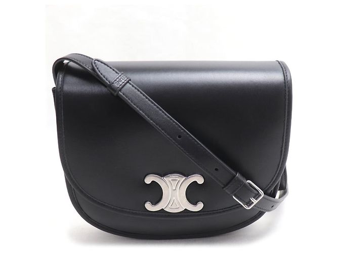 Céline Bolsa de Ombro Celine Medium Besas Triomphe Preto