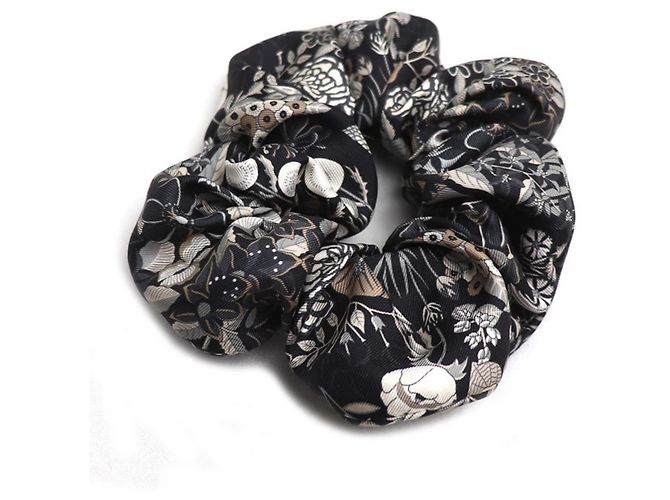 Hermès HERMES Scrunchie in Seta Claudia Accessorio per Capelli Nero