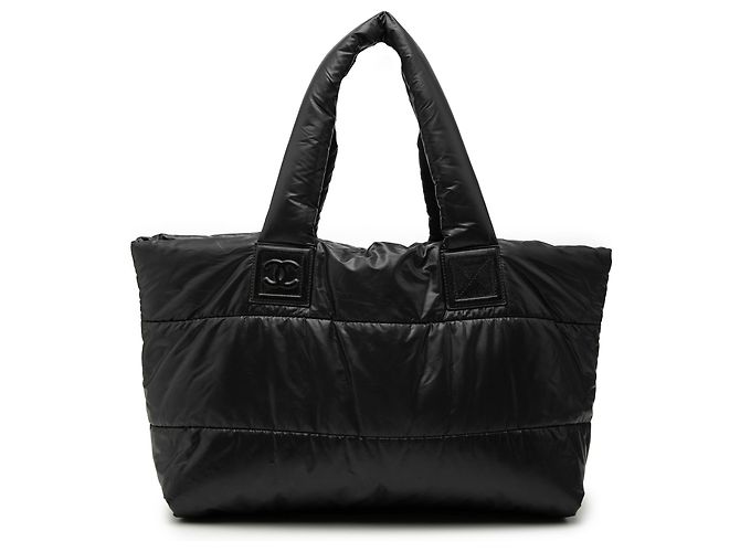 Bolsa tote Coco Cocoon em nylon acolchoado preto médio da Chanel Bordeaux