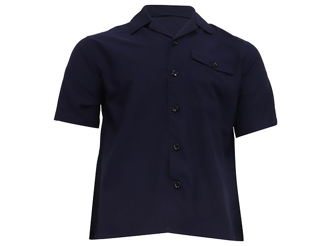 Camicia Button-Down Ami in Viscosa Blu Navy 
