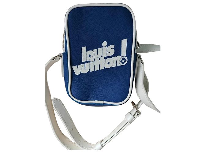 Borsa a tracolla Louis Vuitton Danube Blu Eggshell in tela Bianco sporco