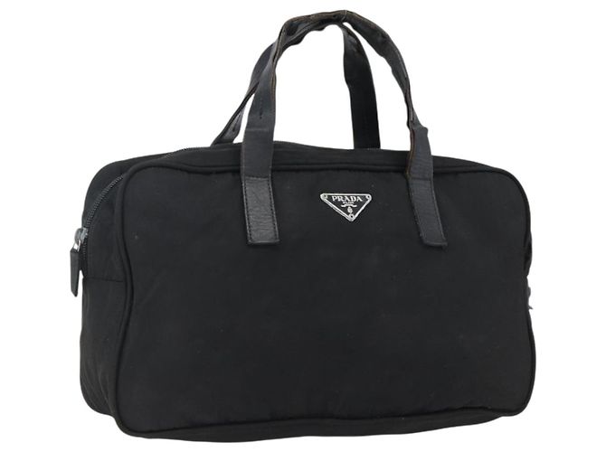PRADA Borsa a mano in nylon nero argento Auth 173607