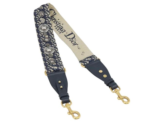 Christian Dior Trotter Canvas Shoulder Strap 36.6"" Navy Auth ep13579 Navy blue