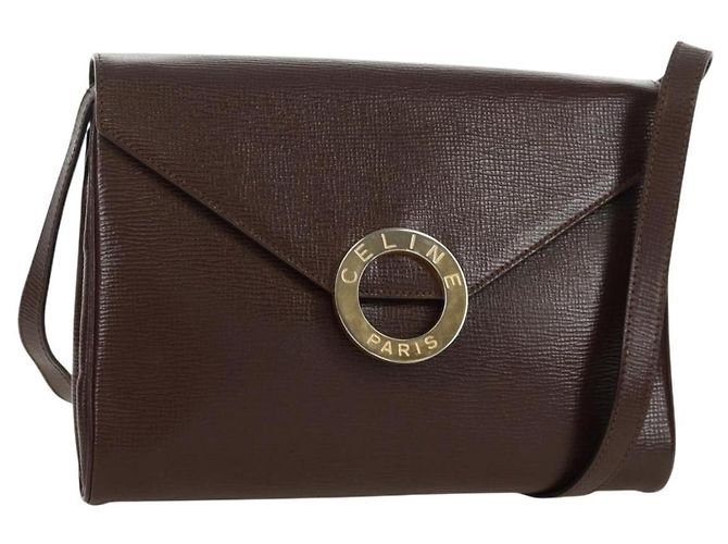 Céline Borsa a Spalla CELINE Circle in Pelle Marrone Oro Auth 171061A D'oro