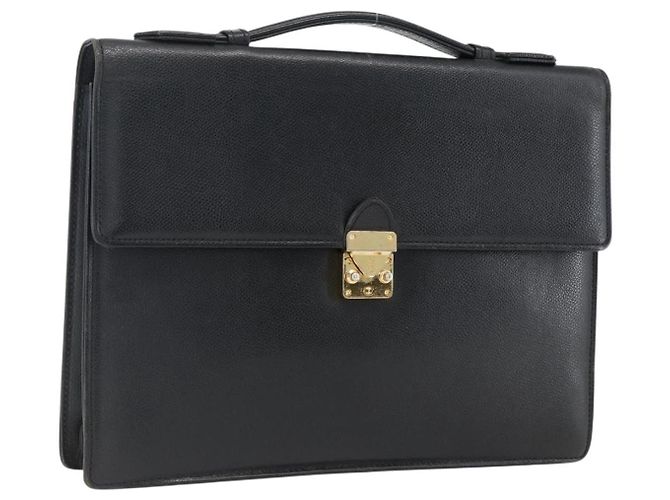 SAINT LAURENT Borsa a mano in pelle nera dorata Auth 166857 Nero D'oro