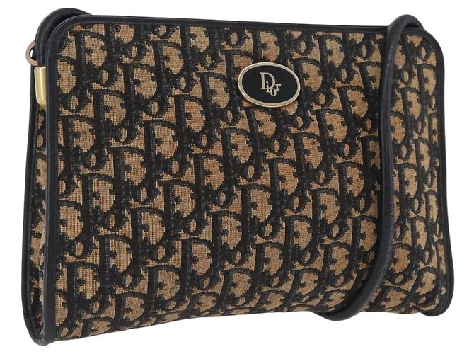 Mini borsa a rullo in tela obliqua Trotter Christian Dior blu Auth fm5122 D'oro Blu navy