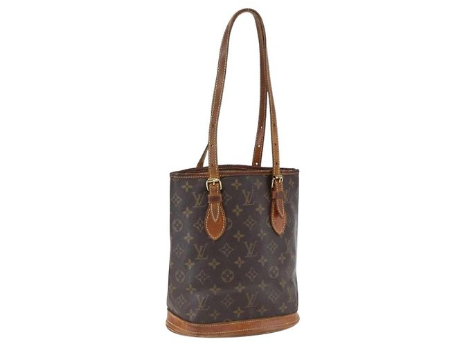 LOUIS VUITTON Bolsa de Ombro Monogram Bucket PM M42238 LV Auth fm5105 Monograma