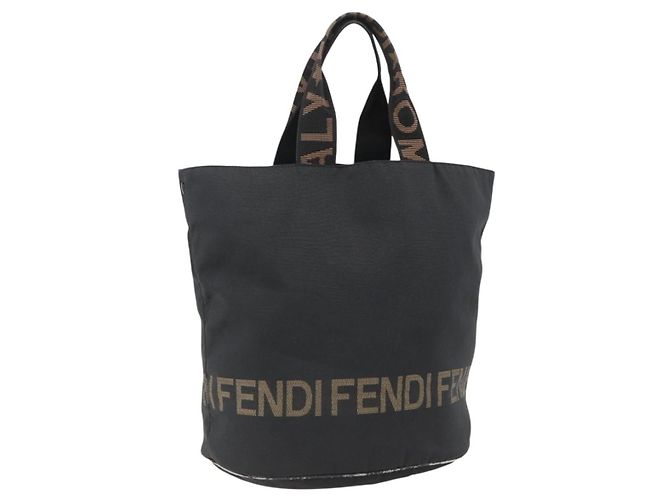 Borsa a mano FENDI in nylon nero e oro Auth fm5150 D'oro