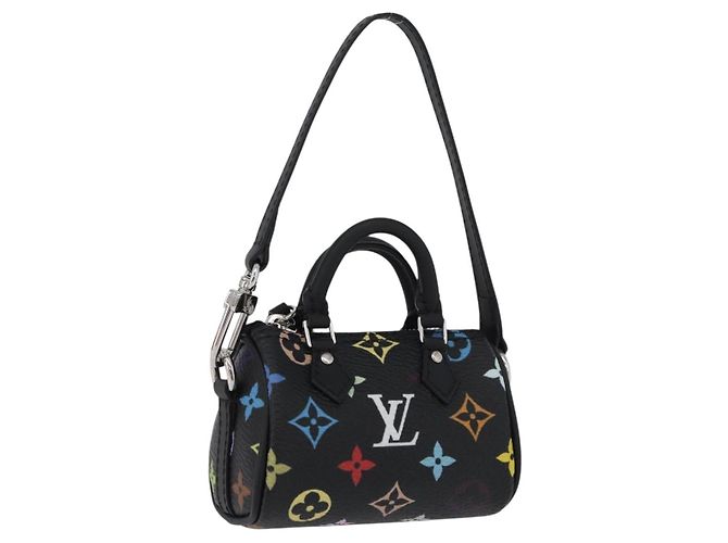 LOUIS VUITTON Multicolor Micro Speedy Taschenanhänger Schwarz M02459 LV Auth 168038SM