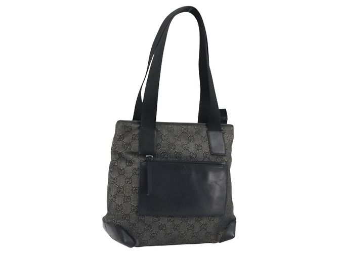 Borsa Tote GG Canvas Gucci Nera Argento 28893 Auth bs33436 Nero