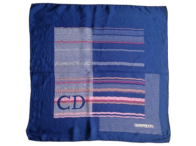 Christian Dior Seidentuch Blaue Welle 55x55