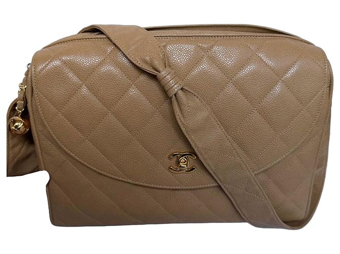 Camera Bolso de cámara de caviar Chanel Beige