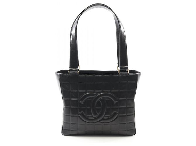Timeless Chanel Choco Bar Lammfell Tote Bag Schwarz