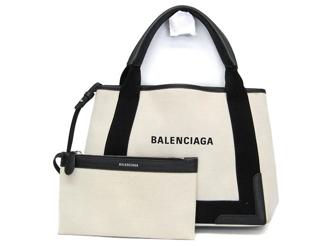 Balenciaga Navy Cabas S Handtasche Schwarz Aus weiß