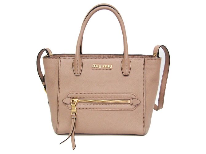 Bolsa de couro Miu Miu Madras 5BG143 Bege