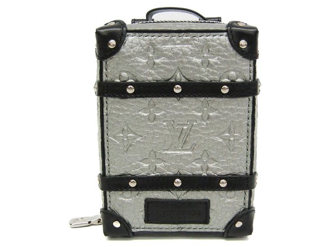 Charm de bolso de cuero Louis Vuitton Negro Plata