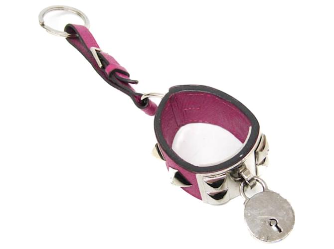 Ring Llavero Collier De Chien de Hermès en cuero púrpura 
