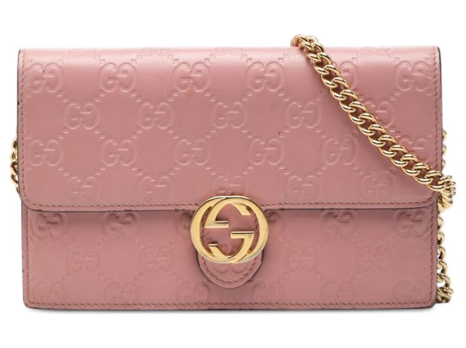 Cartera Gucci Pink Guccissima con cadena Interlocking G Rosa