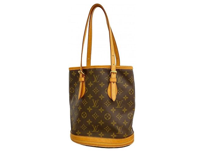 Louis Vuitton Monogram Bucket PM Tote Bag Brown