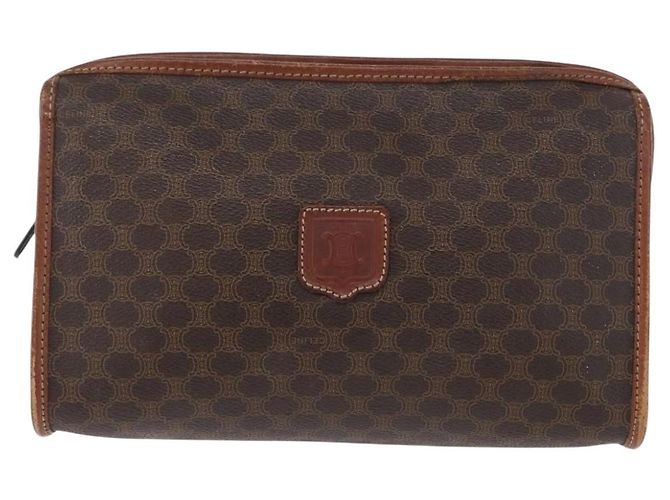 Céline Pochete em lona e couro Macadam da Celine Marrom