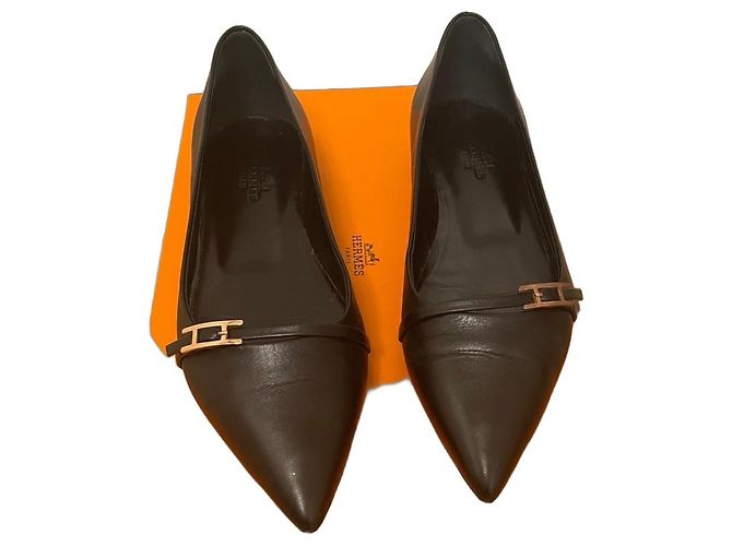 Bailarinas Hermès de cuero negro