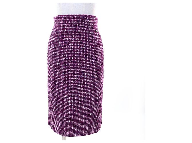 Timeless Saia de tweed de algodão com placa COCO da Chanel Roxo