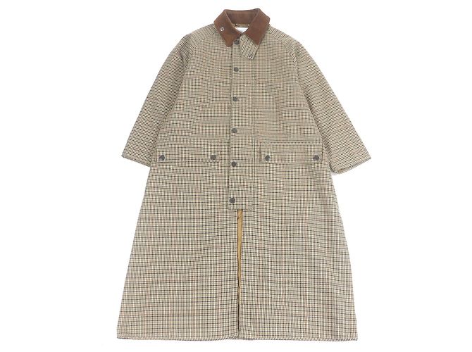 Autre Marque Abrigo de pana con cuello alto Glen check Barbour Beige