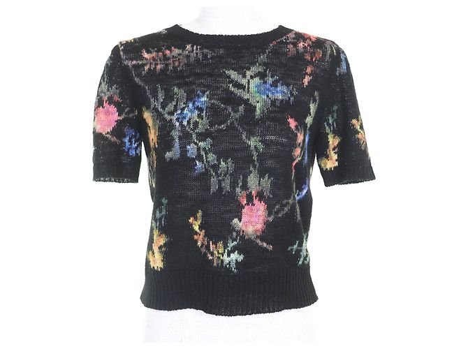 Christian Dior Floral Hanf Stricktop Schwarz