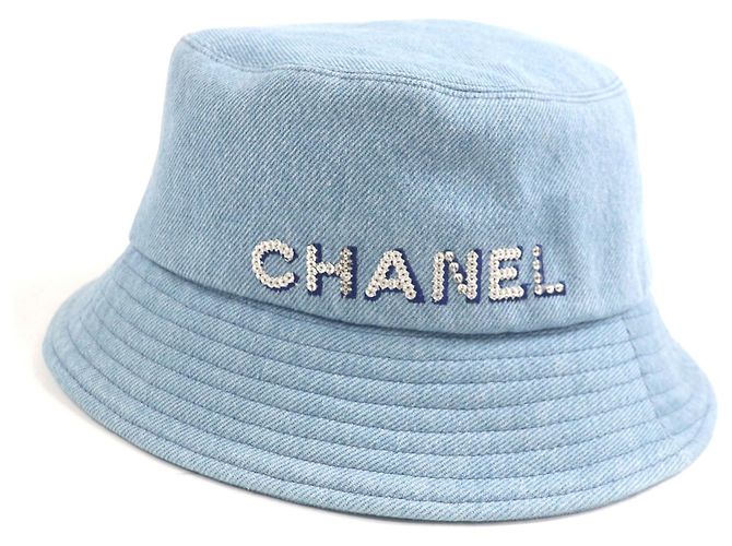 Chanel Sequin logo Denim Cotton Bucket Hat
