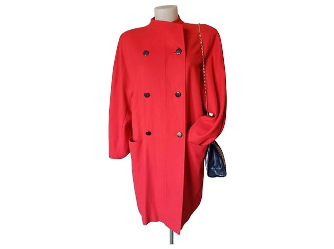 Max Mara Red Wool Double Breasted Coat