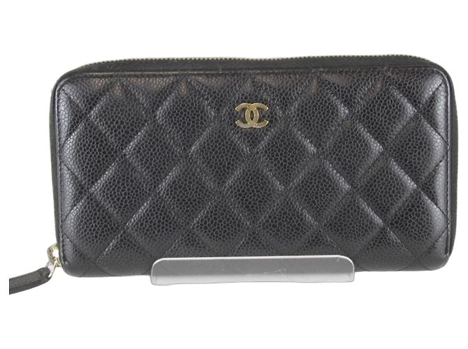 Chanel Matelasse Caviar Leather Long Wallet Black