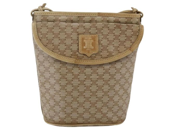 Céline Celine Vintage Macadam Canvas Medium Beige