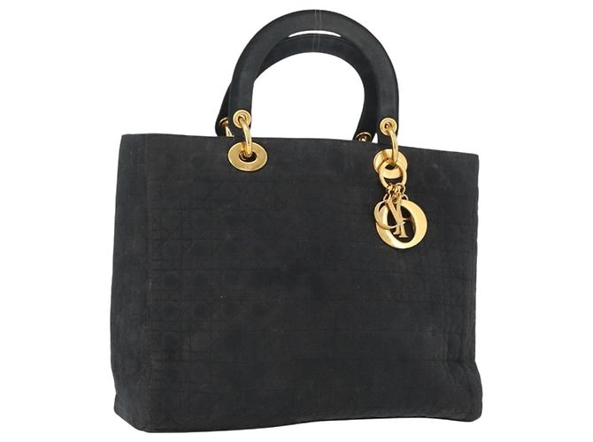 Bolsa Canage de nylon preta e dourada Christian Dior Auth bs33545 Preto Dourado