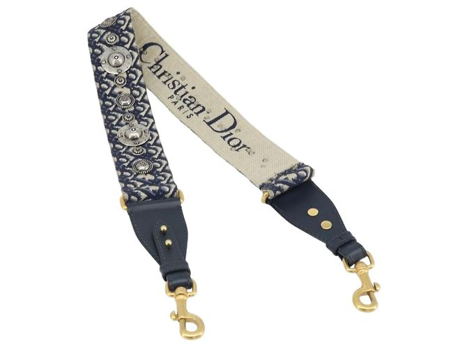 Christian Dior Trotter Canvas Shoulder Strap 36.6"" Navy Auth ep13575 Navy blue