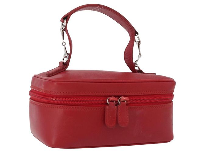 Borsa a mano Vanity in pelle rossa e oro GUCCI 032 1956 0141 Auth 173470 Rosso D'oro