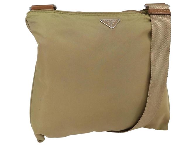 Borsa a Spalla Prada Nylon Beige Auth 171312