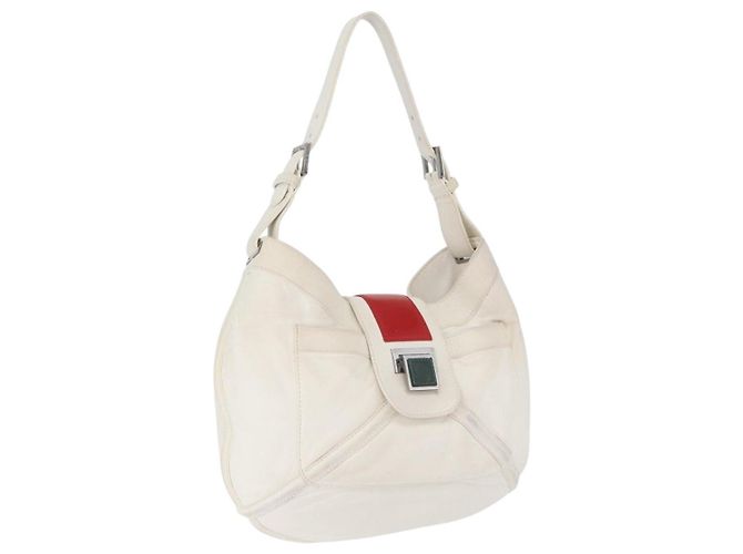Borsa a Spalla LOEWE in Pelle Bianca Argento Auth bs33492 Bianco