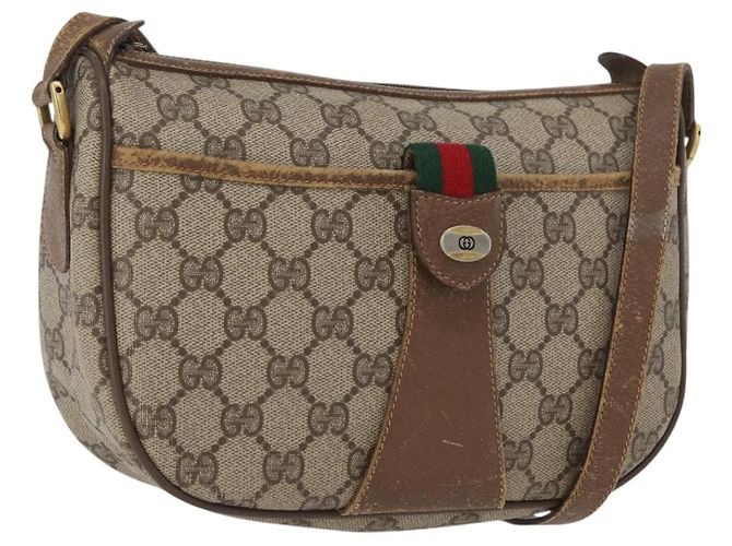 Gucci GG Supreme Web Sherry Line Tasche PVC Beige Gold 56 02 032 Auth bs33419 Golden