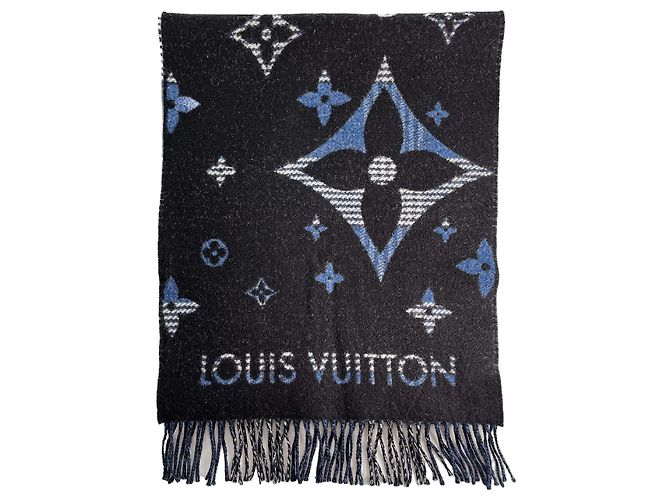 Louis Vuitton Cachecol reversível de lã e caxemira Monogram Galaxy Azul